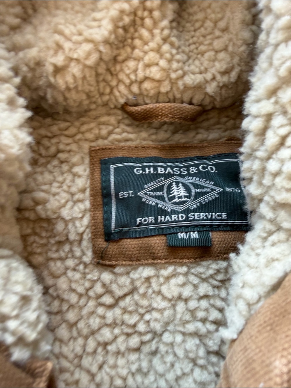 Men’s G.H. Bass & Co. Hooded Sherpa Lined Brown Jacket- Size Medium - Picture 4 of 7